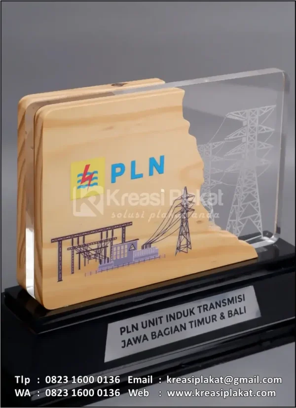 PK110 Plakat Kayu Akrilik PLN Jawa Bagian Timur Bali