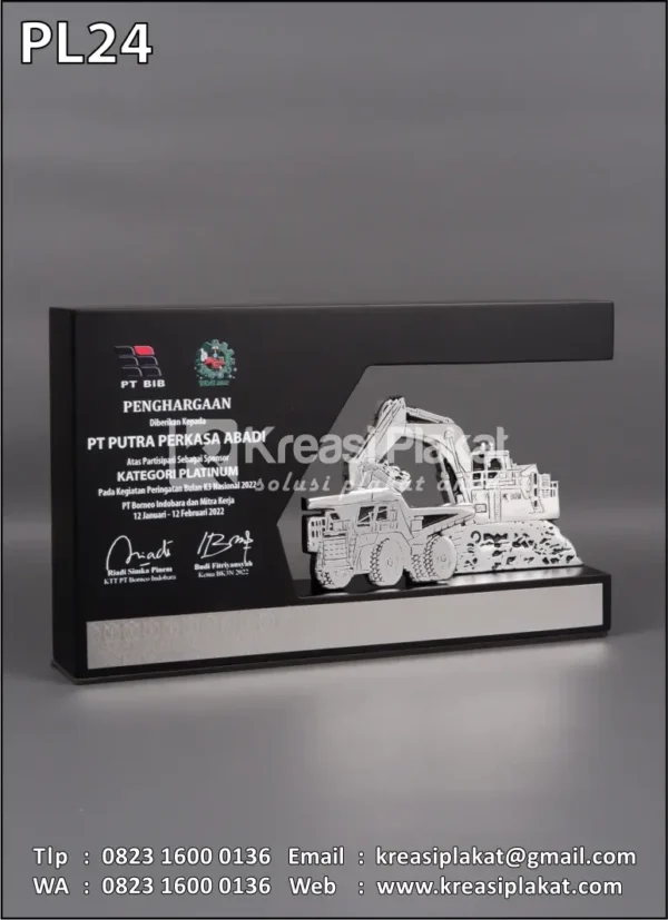 PL24 Plakat Logam Alat Berat Dump Truck & Excavator