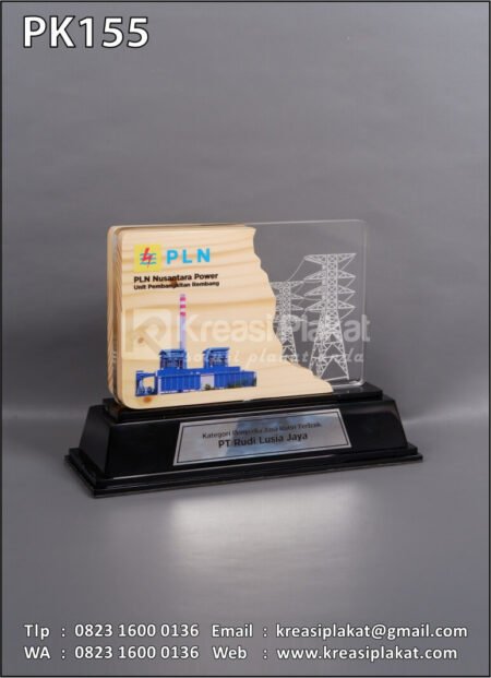 PK155 Plakat Kayu Akrilik PLN Nusantara Power UP Rembang